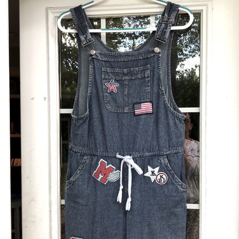 Denim cotton patches blue Jean overalls women’s size S